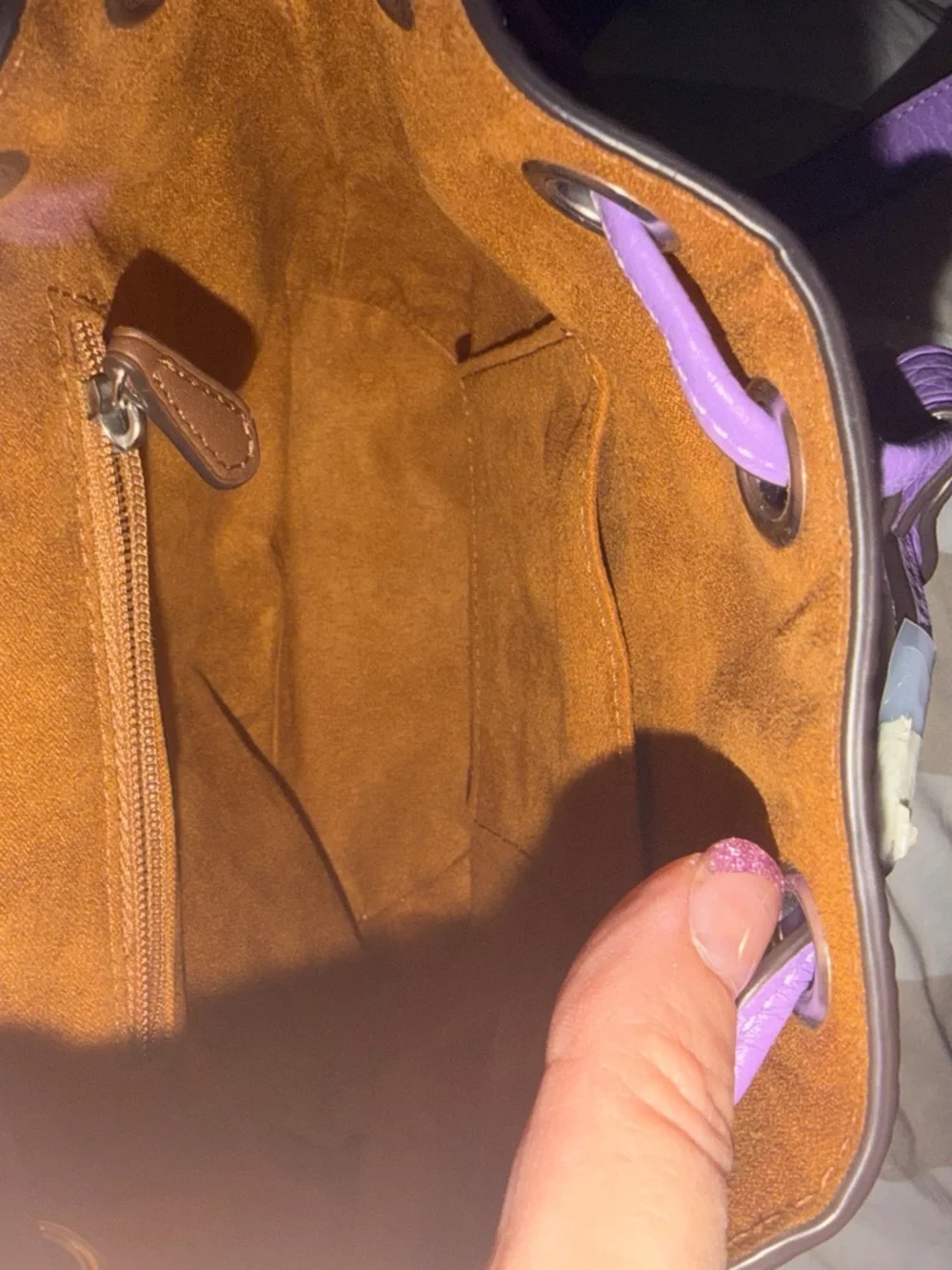 Coach Pebbled Leather Mini Backpack in Lavender Purple - Picture 3 of 4